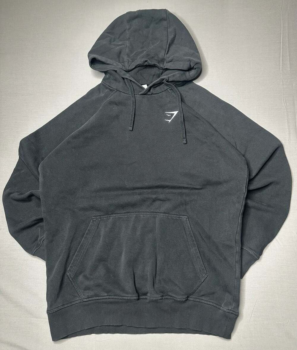 Gymshark Crest Hoodie Black Size S Mens Athletic Pullover Sweatshirt